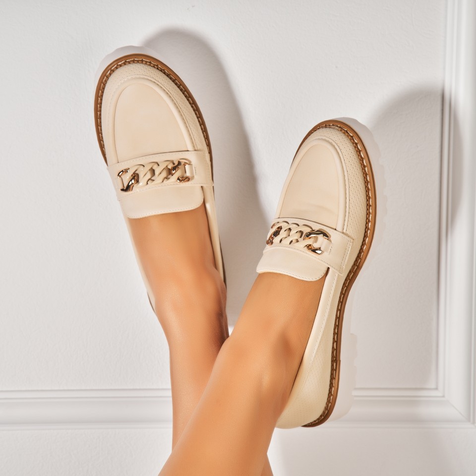 Poze Pantofi dama casual Bej din Piele Ecologica Kamari