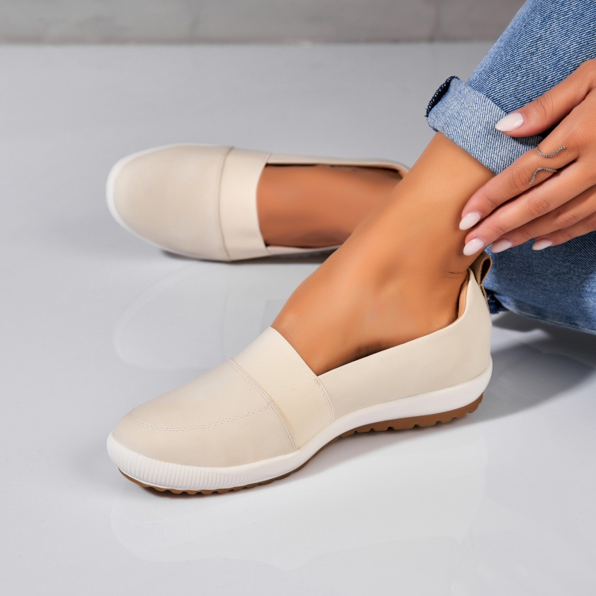 Poze Pantofi dama casual Bej din Piele Ecologica Olesia