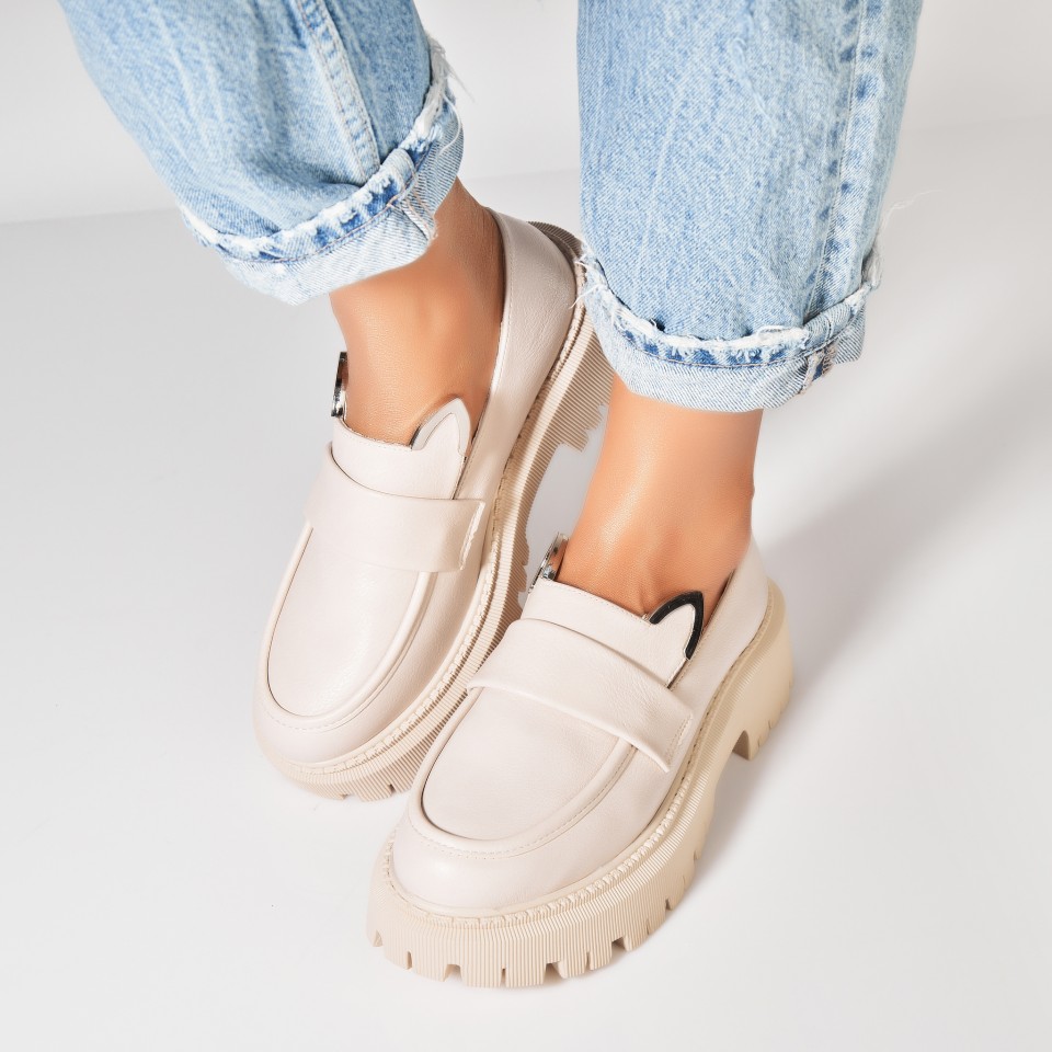 Poze Pantofi dama casual Bej din Piele Ecologica Suhaila