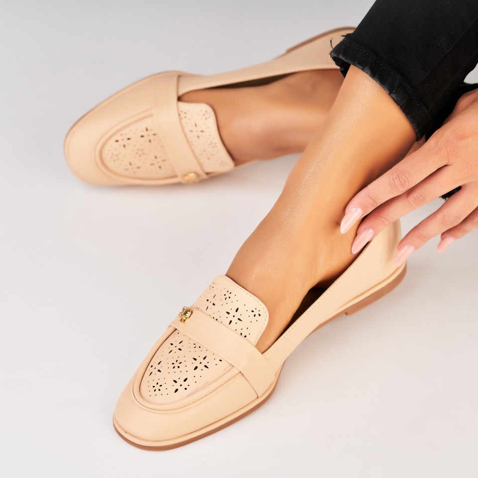 Poze Pantofi dama casual Crem din Piele Ecologica Zalah