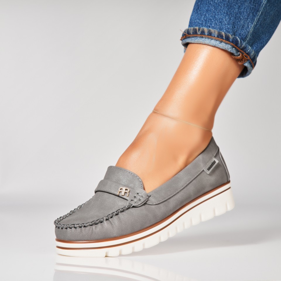 Poze Pantofi dama casual Gri din Piele Ecologica Aryan