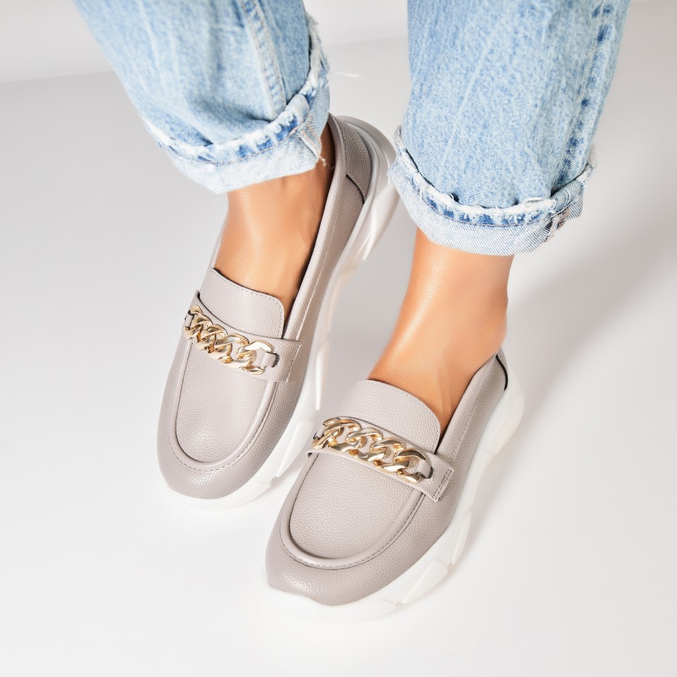 Poze Pantofi dama casual Gri din Piele Ecologica Eula