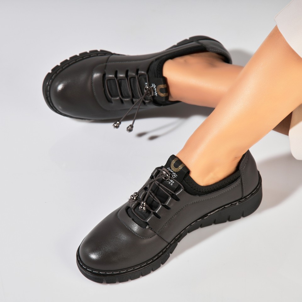 Poze Pantofi dama casual Gri din Piele Ecologica Fira