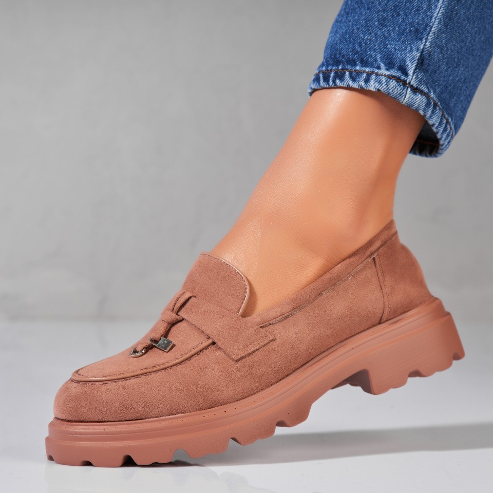 Poze Pantofi dama casual Kaki din Piele Ecologica Intoarsa Sanvi