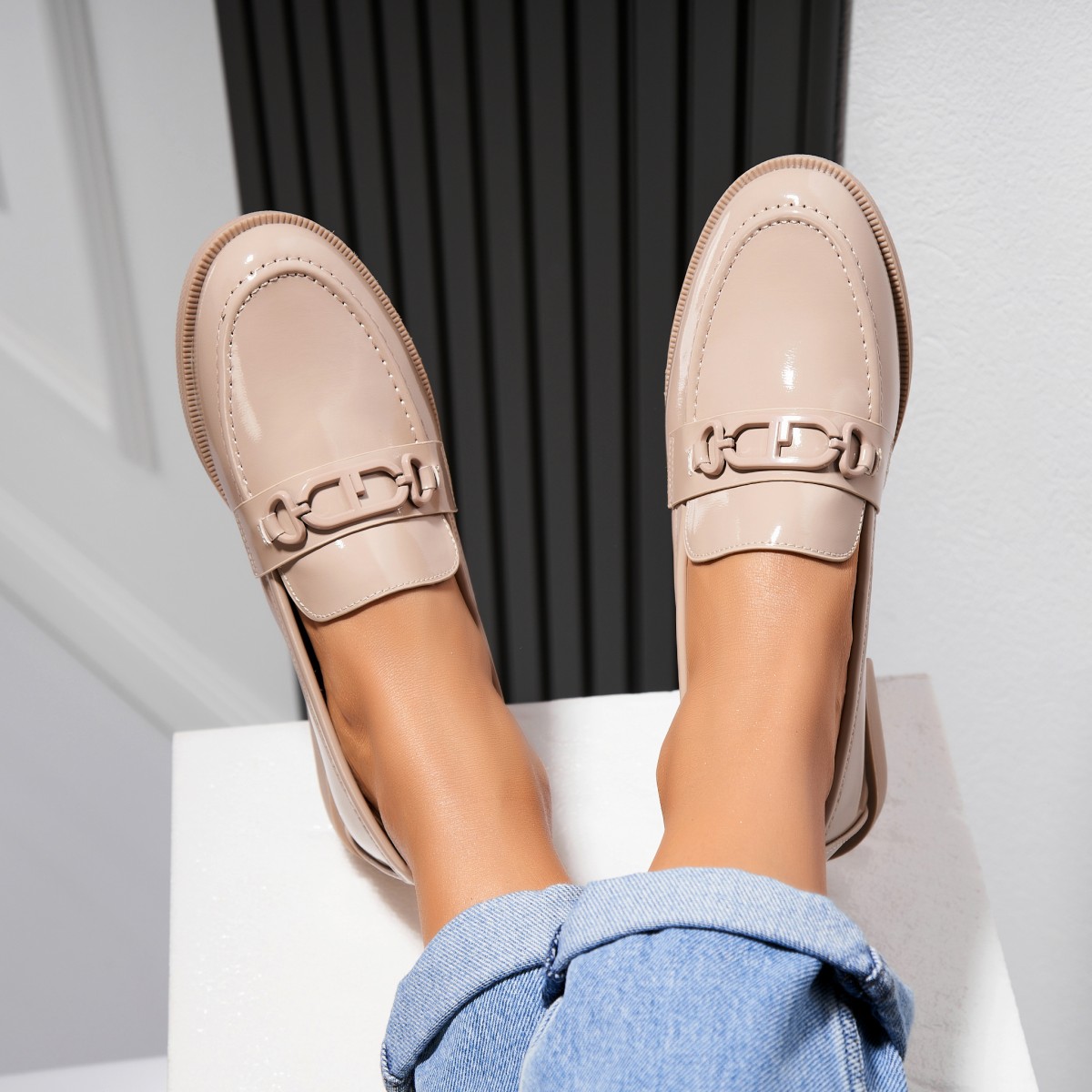 Poze Pantofi dama casual Kaki din Piele Ecologica Lacuita Davy