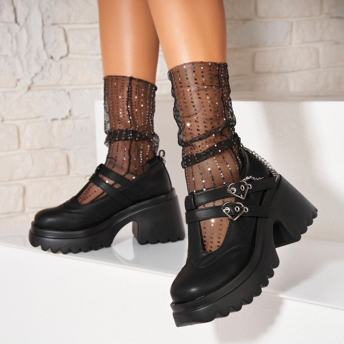 Poze Pantofi dama casual Negri din Piele Ecologica Arla