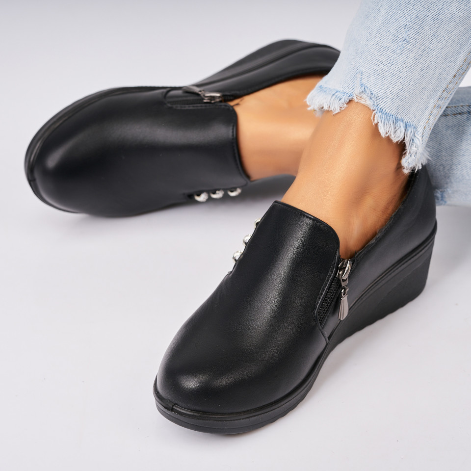 Poze Pantofi dama casual Negri din Piele Ecologica Asya