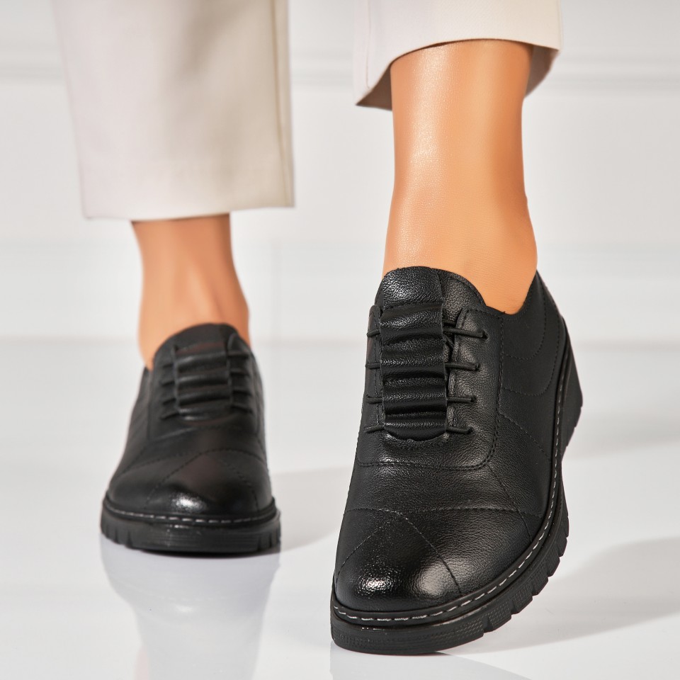 Pantofi Dama Casual Negri Din Piele Ecologica Avaley