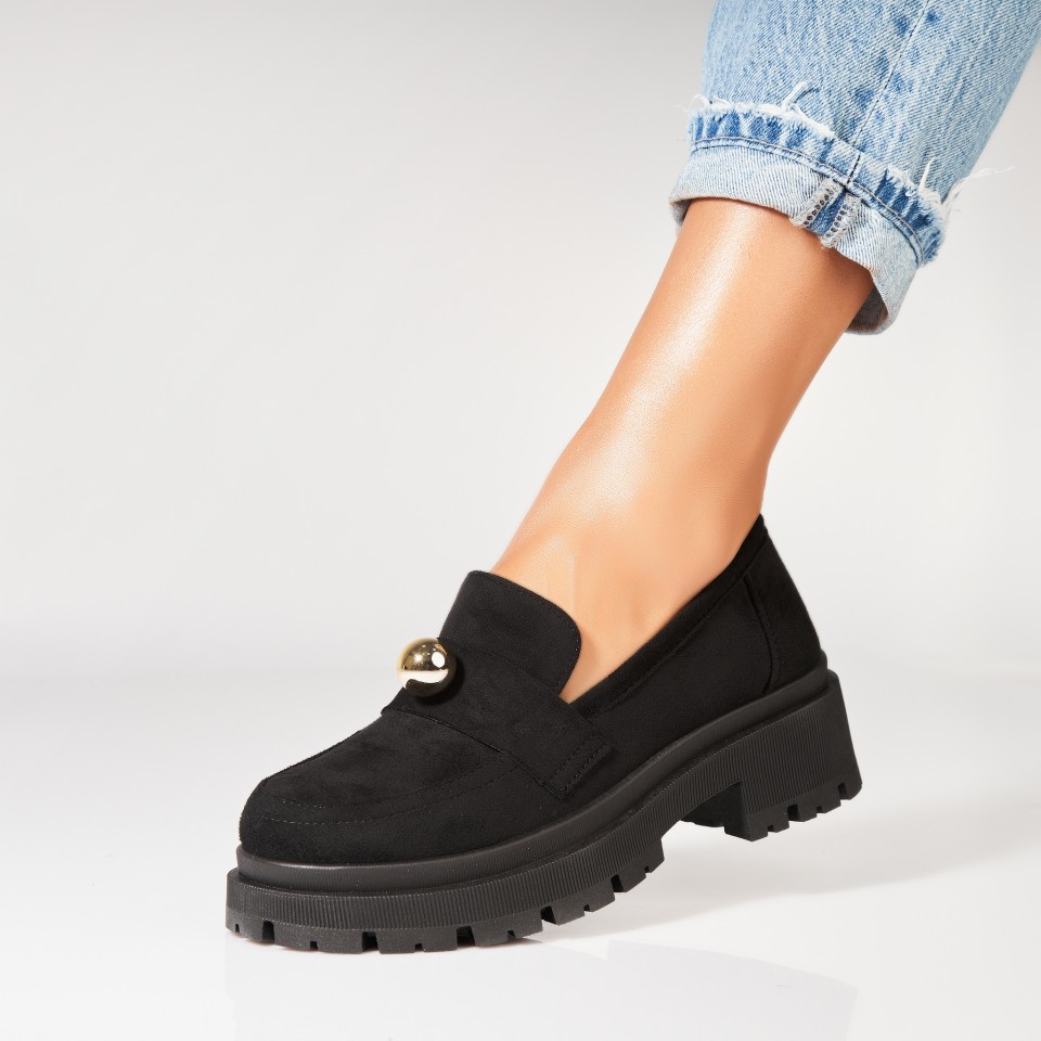 Poze Pantofi dama casual Negri din Piele Ecologica Intoarsa Dalaa