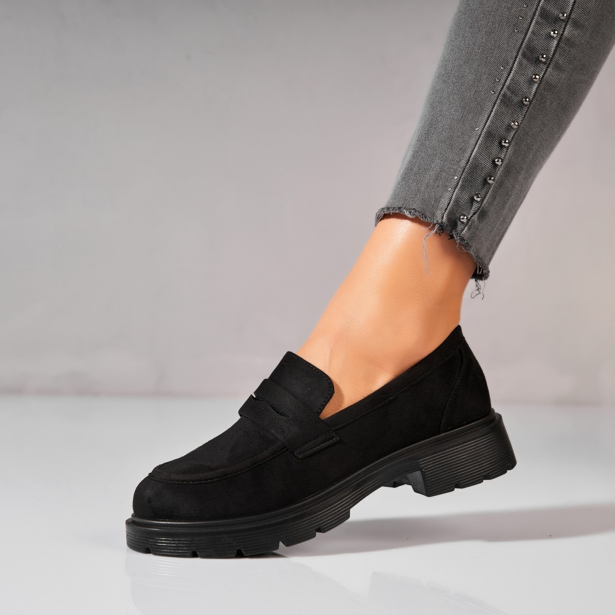 Poze Pantofi dama casual Negri din Piele Ecologica Intoarsa Seena2