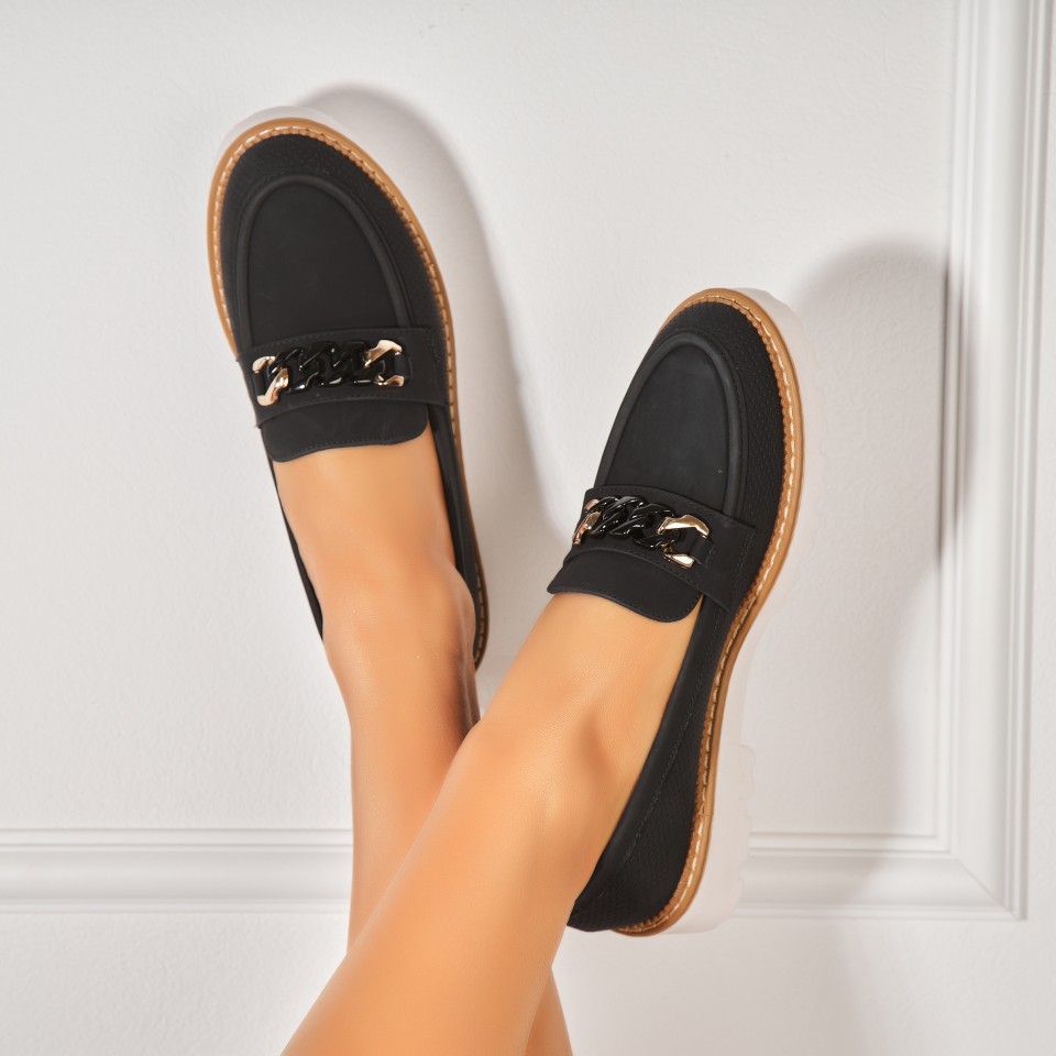 Poze Pantofi dama casual Negri din Piele Ecologica Kamari