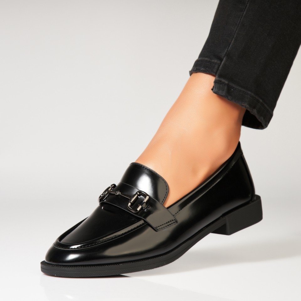 Poze Pantofi dama casual Negri din Piele Ecologica Lacuita Shreya2