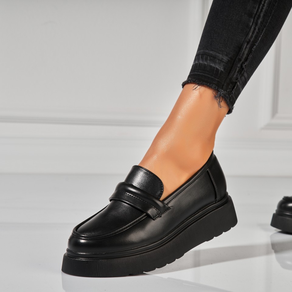 Poze Pantofi dama casual Negri din Piele Ecologica Lila