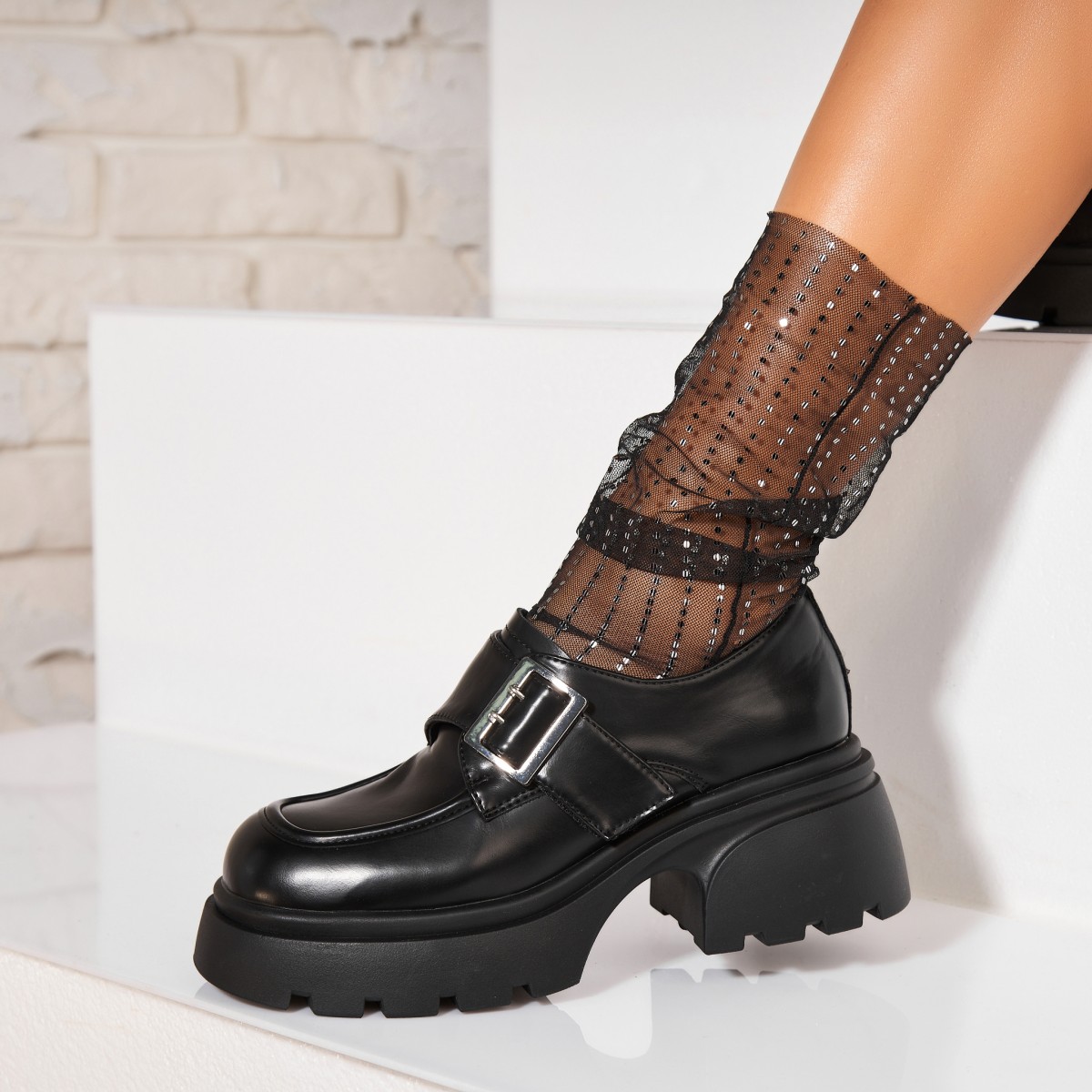 Poze Pantofi dama casual Negri din Piele Ecologica Nyeli