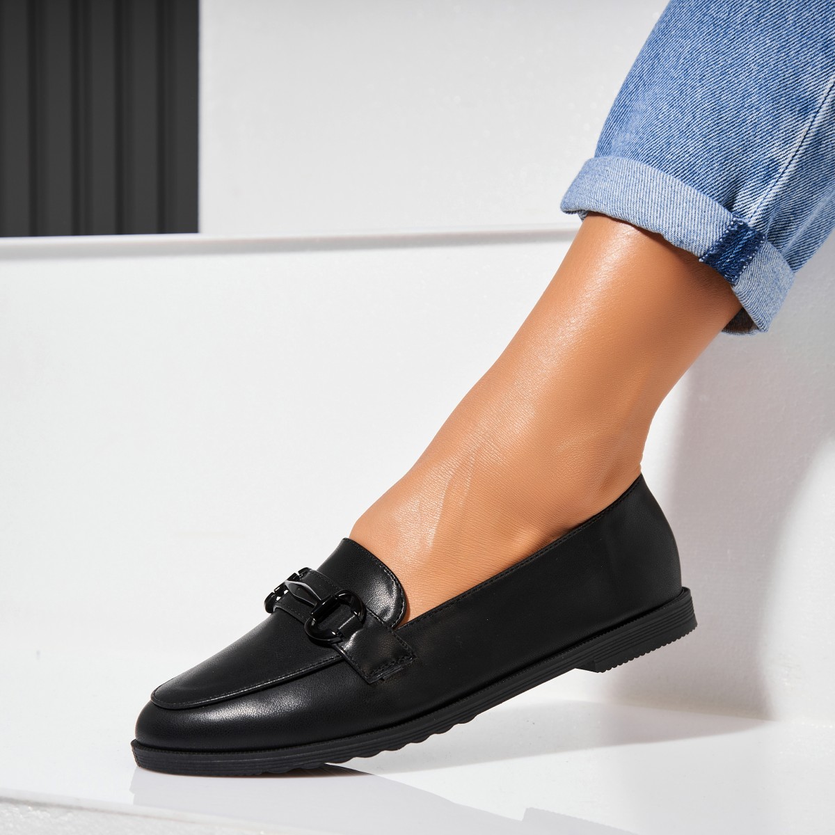 Poze Pantofi dama casual Negri din Piele Ecologica Raima