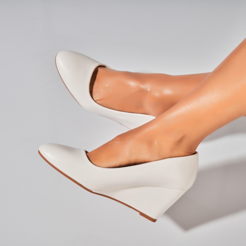 Poze Pantofi dama cu platforma Albi din Piele Ecologica Ezrie