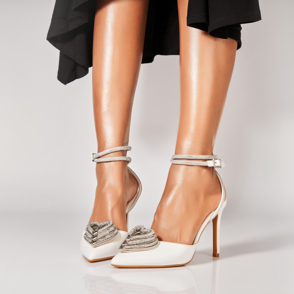 Poze Pantofi dama stiletto Albi din Piele Ecologica Azma