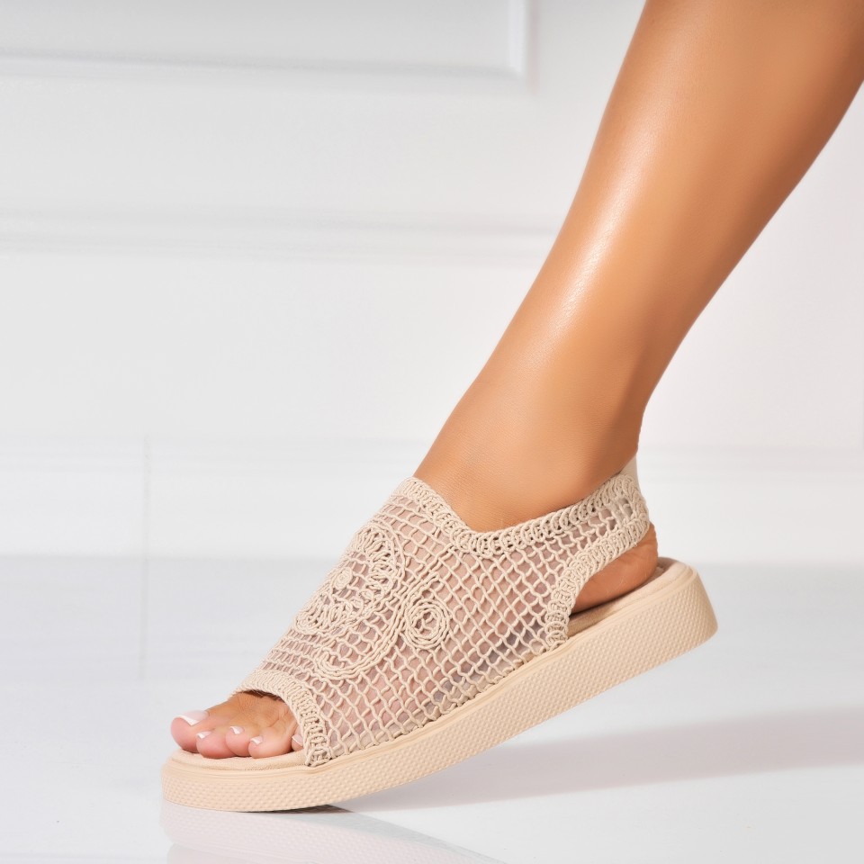 Poze Sandale fara Toc din Textil dama Bej Avalynn