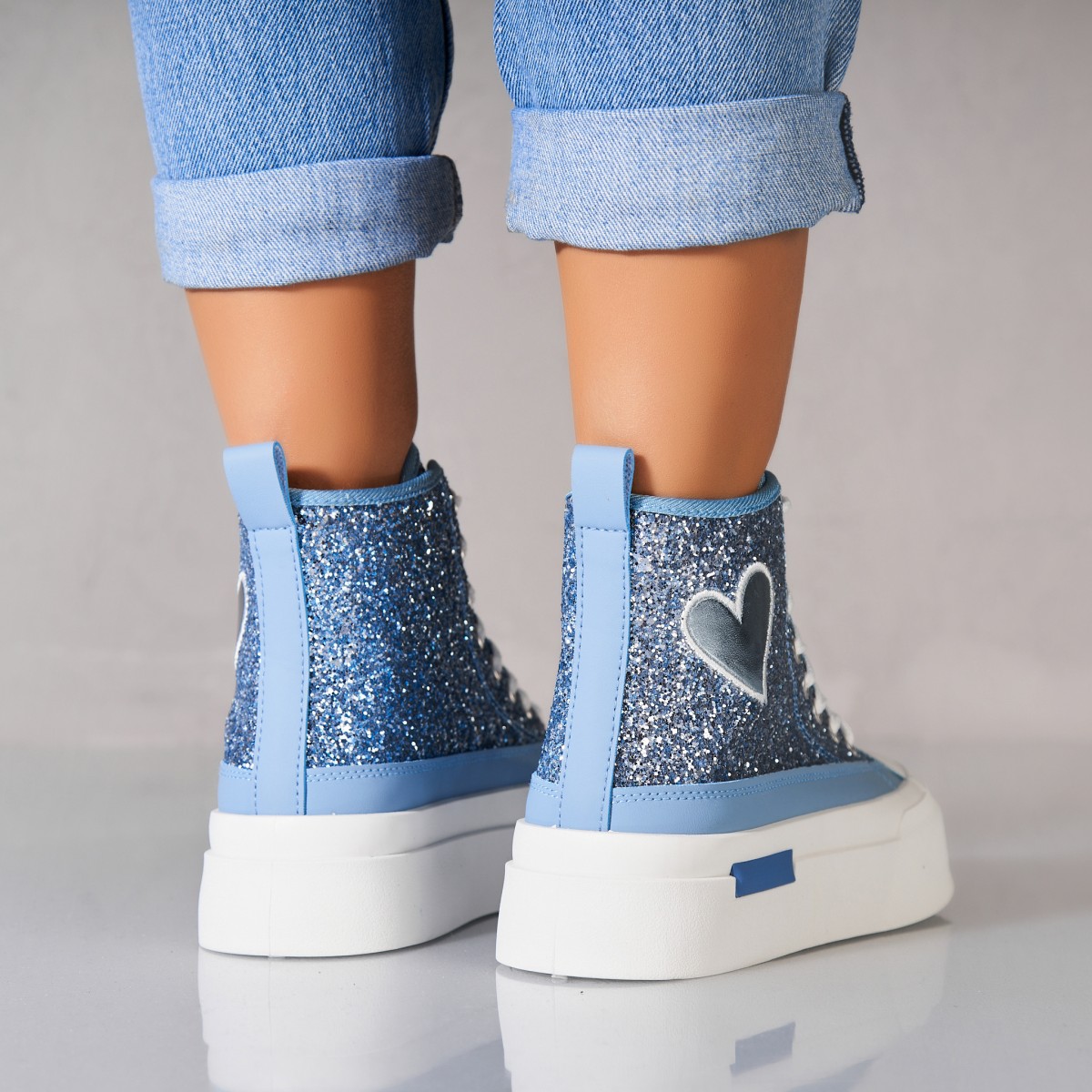 Poze Sneakersi dama Glitter Albastri Habibi