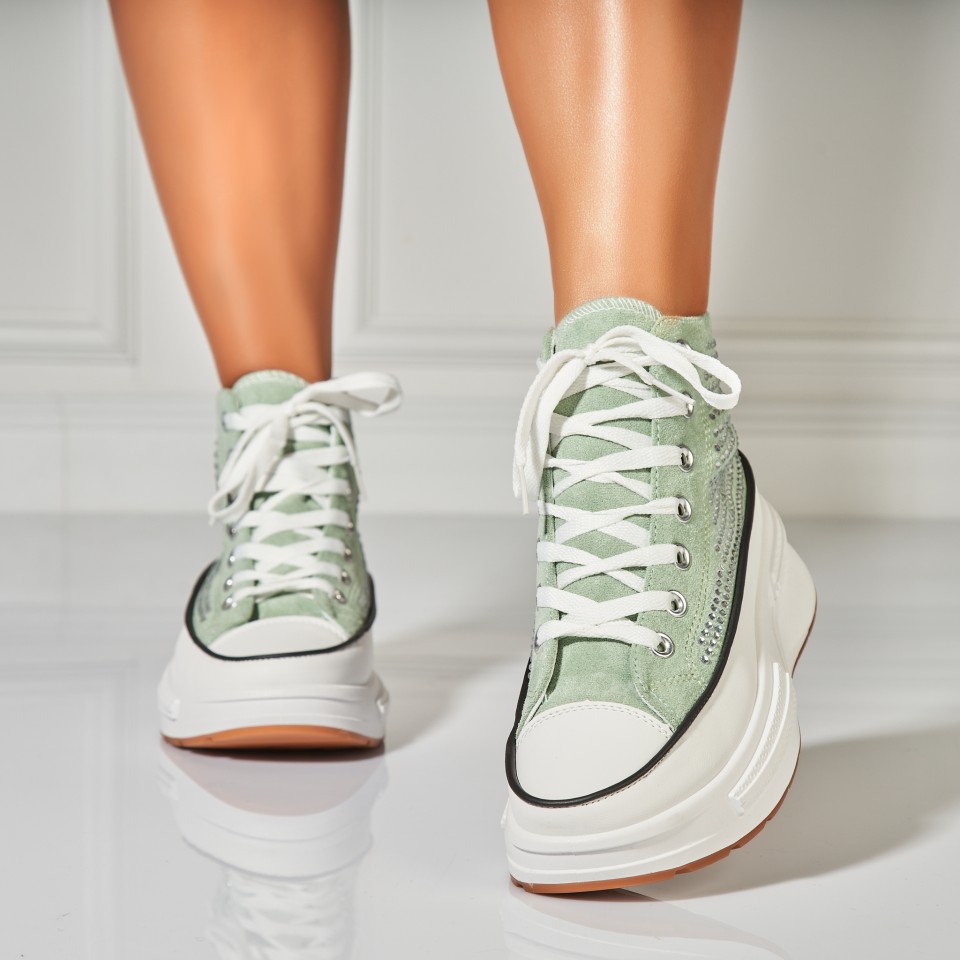 Poze Sneakersi dama Piele Ecologica Intoarsa Verzi Anay