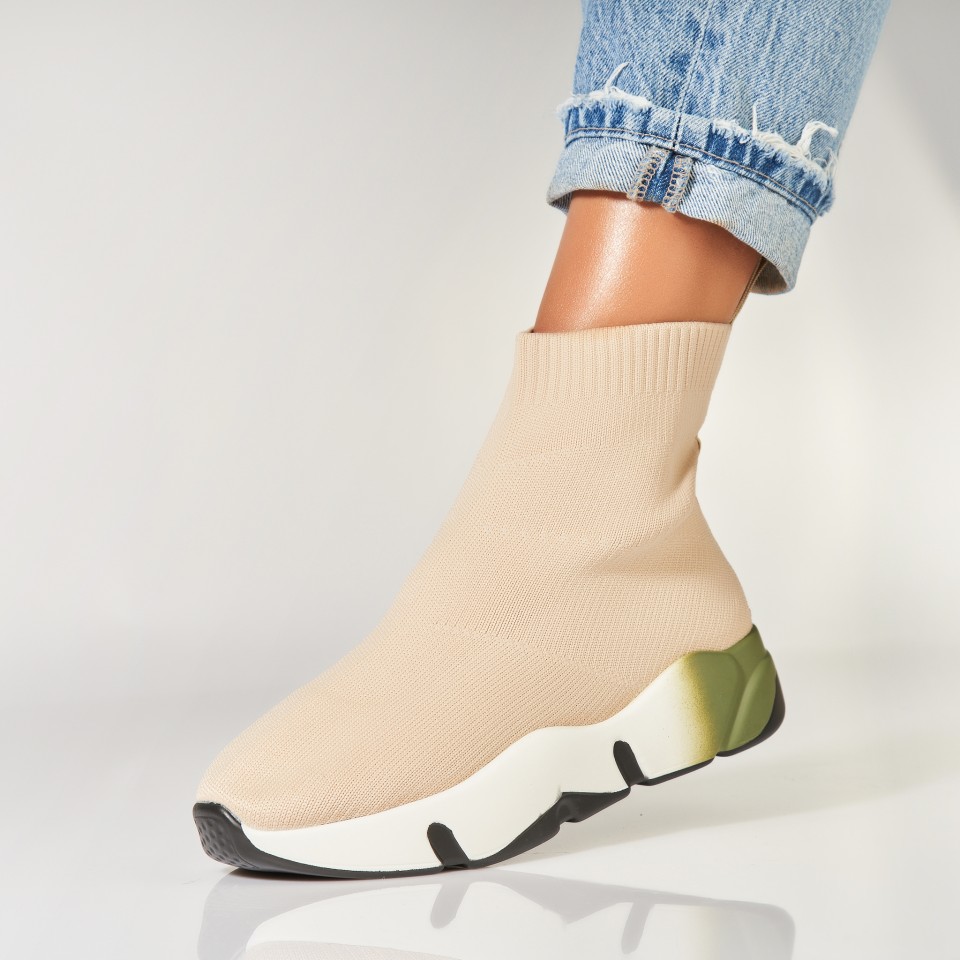 Poze Sneakersi dama Textil Bej Kaya