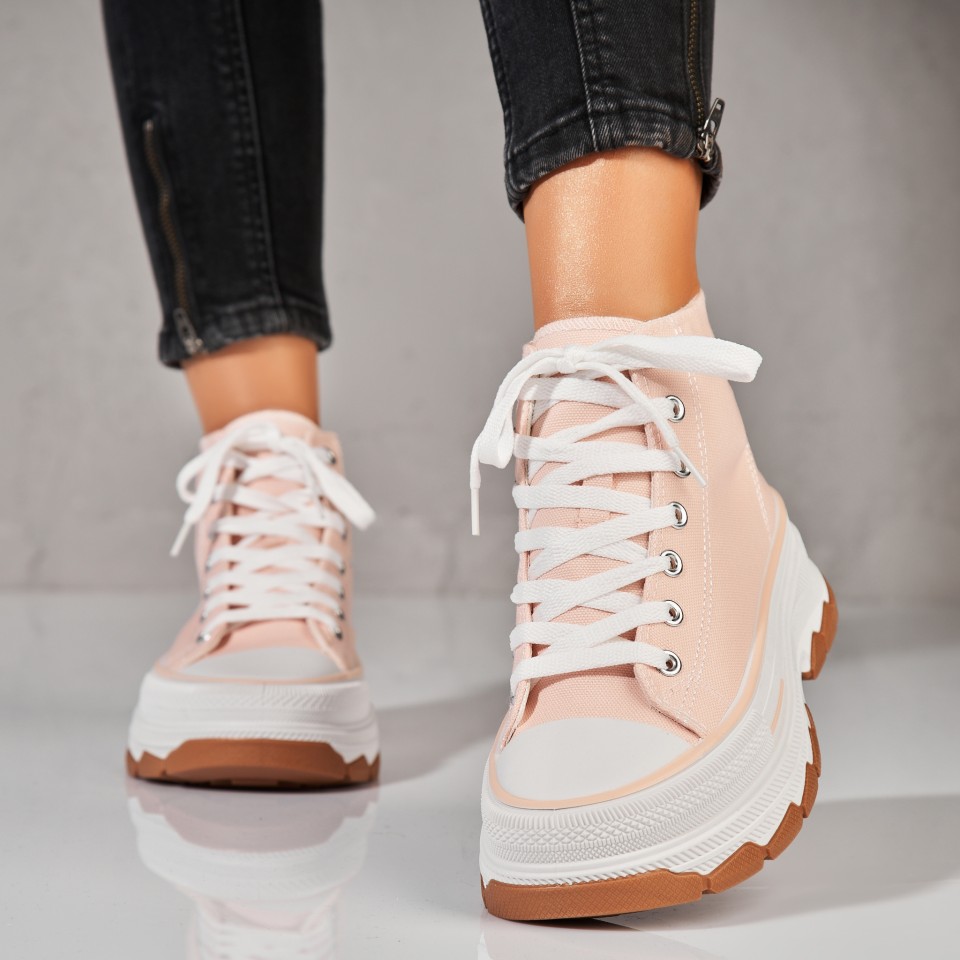Poze Sneakersi dama Textil Roz Tessi