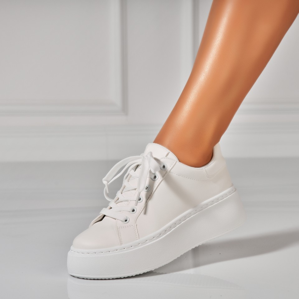 Poze Adidasi Dama Albi din Piele Ecologica Joela