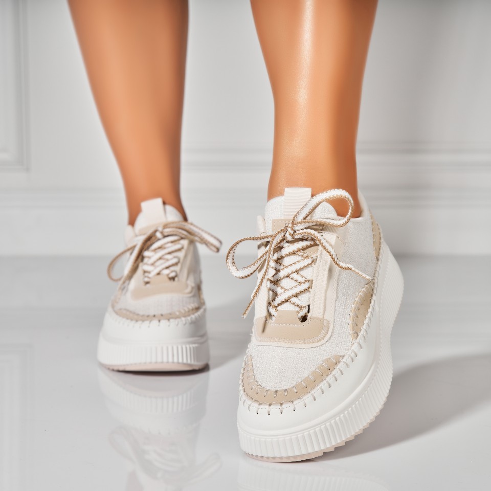 Poze Adidasi Dama Bej din Textil Elden