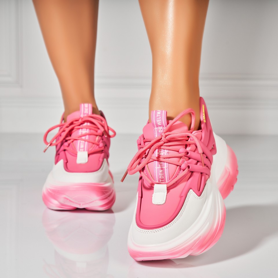 Poze Adidasi Dama Fucsia din Piele Ecologica Nasim