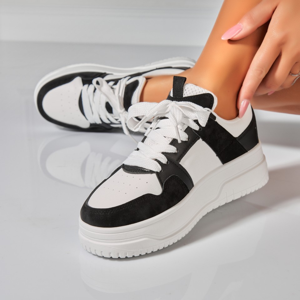 Poze Adidasi Dama Negri din Piele Ecologica Jenevy