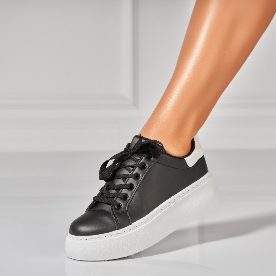 Poze Adidasi Dama Negri din Piele Ecologica Joela