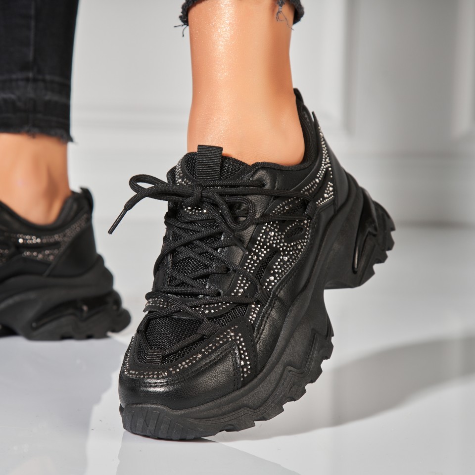 Poze Adidasi Dama Negri din Piele Ecologica Jovie