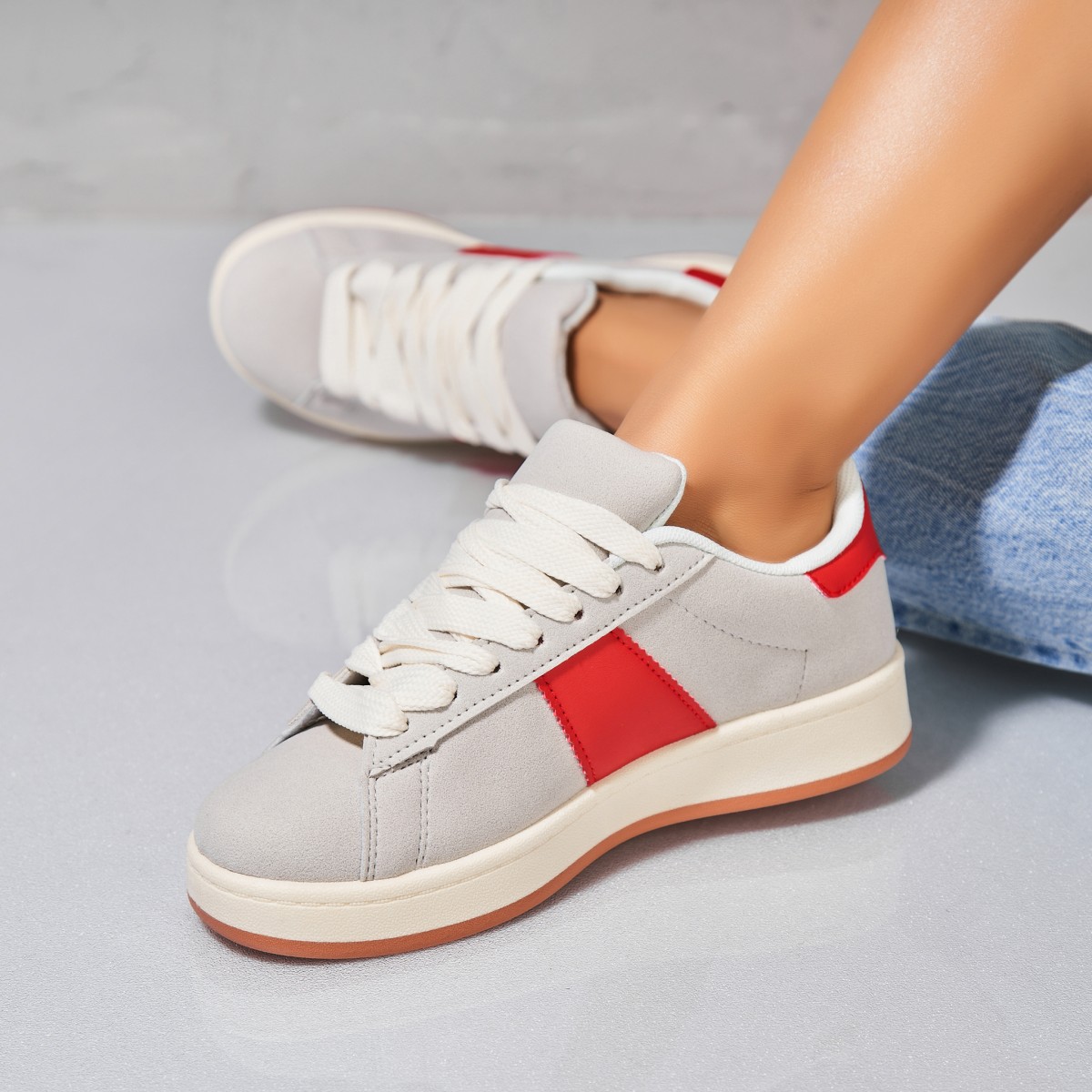 Poze Adidași damă Piele Ecologica Intoarsa Gri Cynia