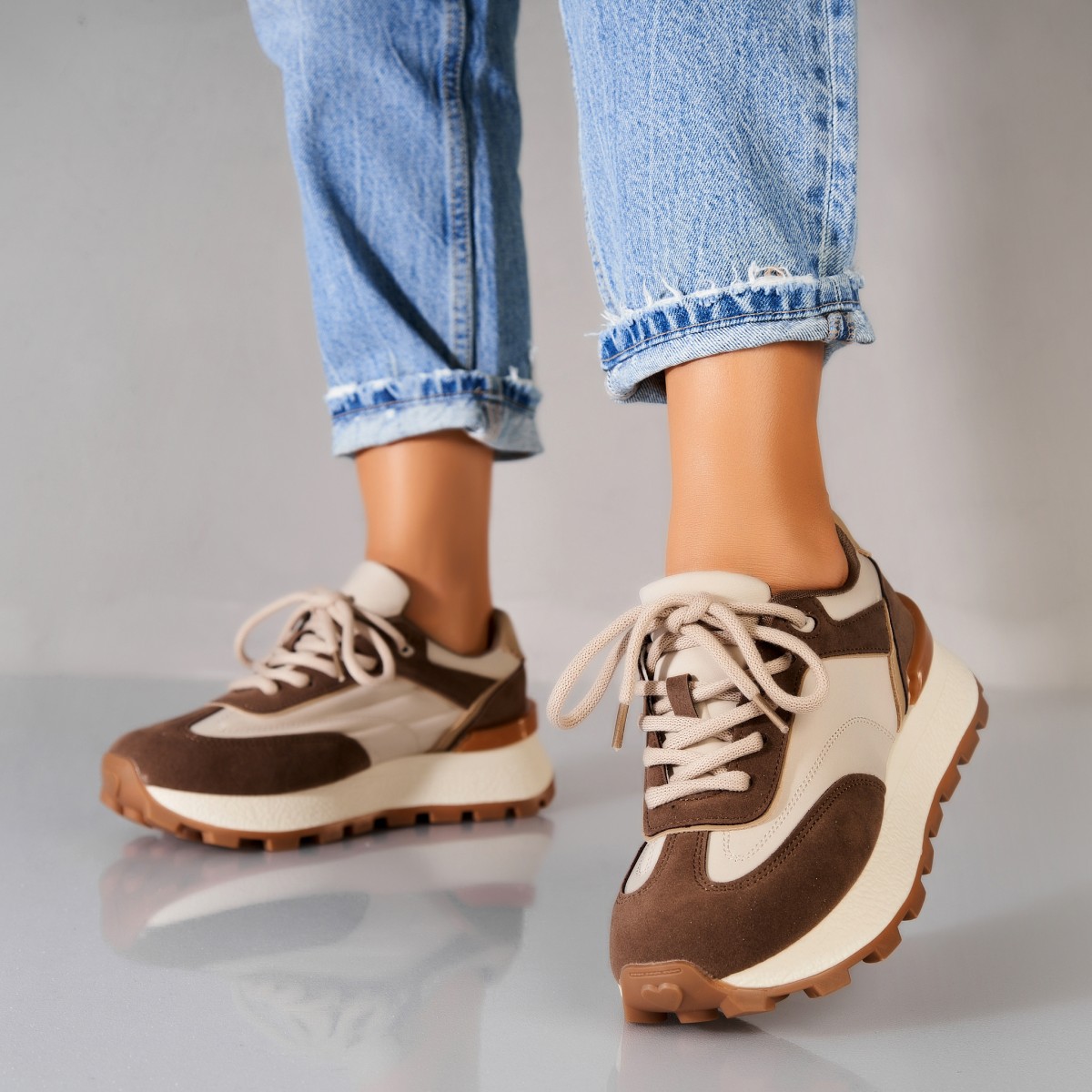 Poze Adidași damă Piele Ecologica Intoarsa Maro Cairi