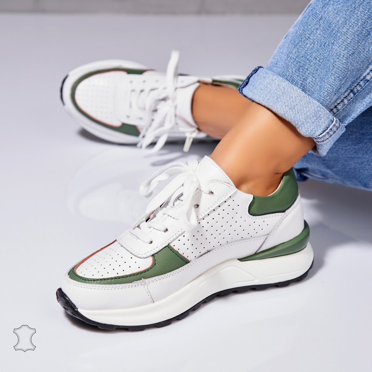 Poze Adidasi Piele Naturala Verzi Andrea