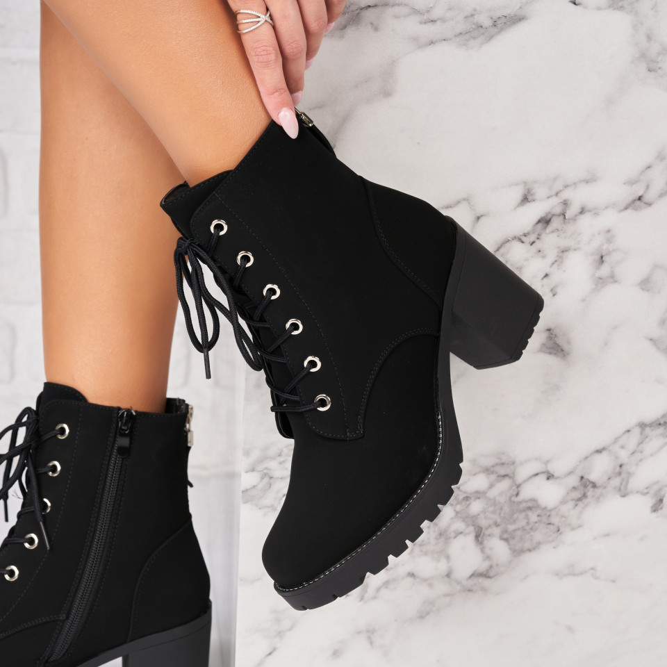 Poze Botine dama Imblanite Negre din Piele Ecologica Intoarsa Urji2