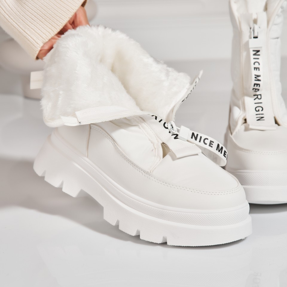 Poze Cizme Dama Imblanite Albe din Fas Ifoxla