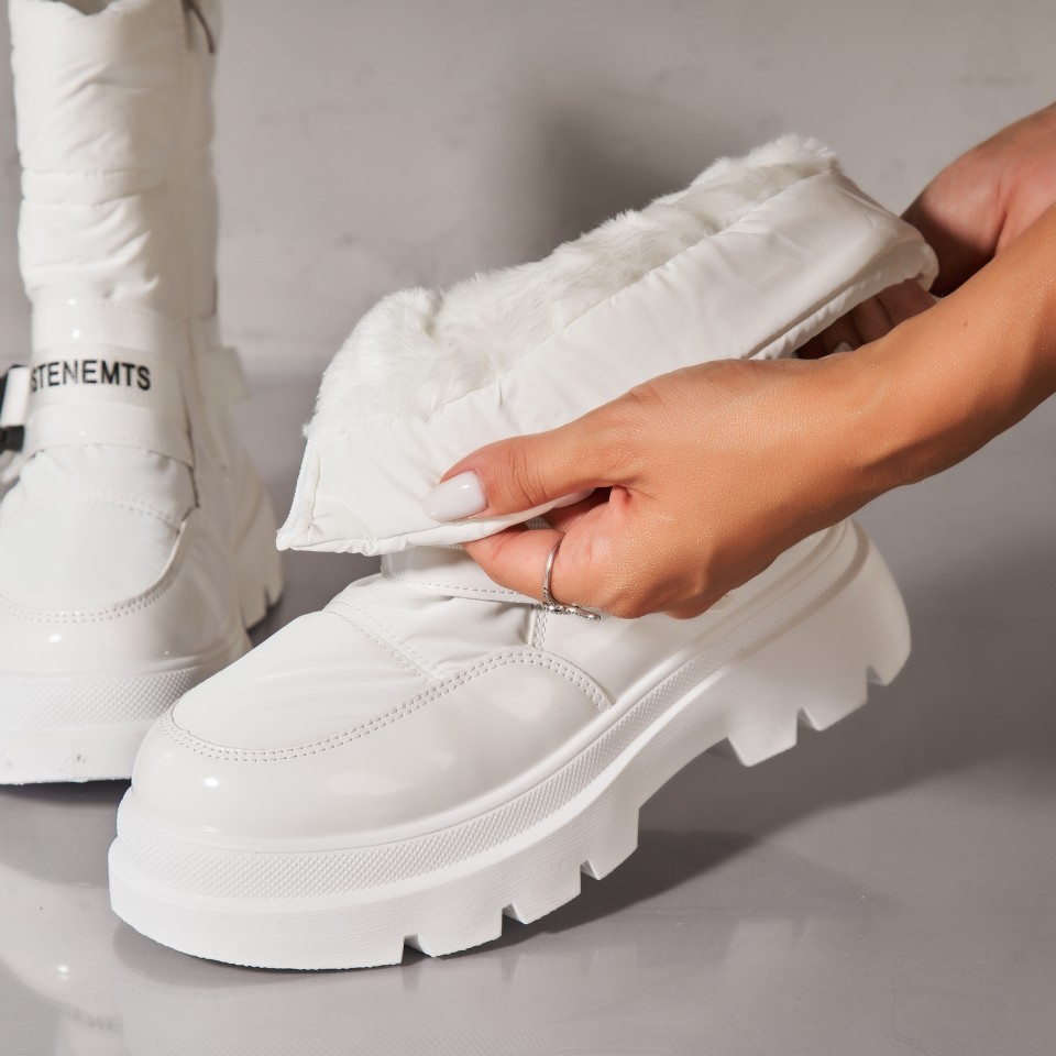 Poze Cizme Dama Imblanite Albe din Fas Karissa