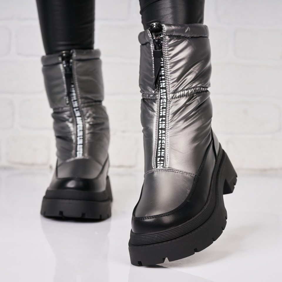 Poze Cizme Dama Scurte Bronz din Piele Ecologica Dalynn