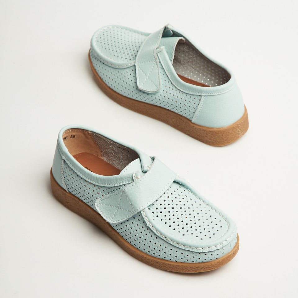 Poze Mocasini dama Piele Naturala Albastri Takari