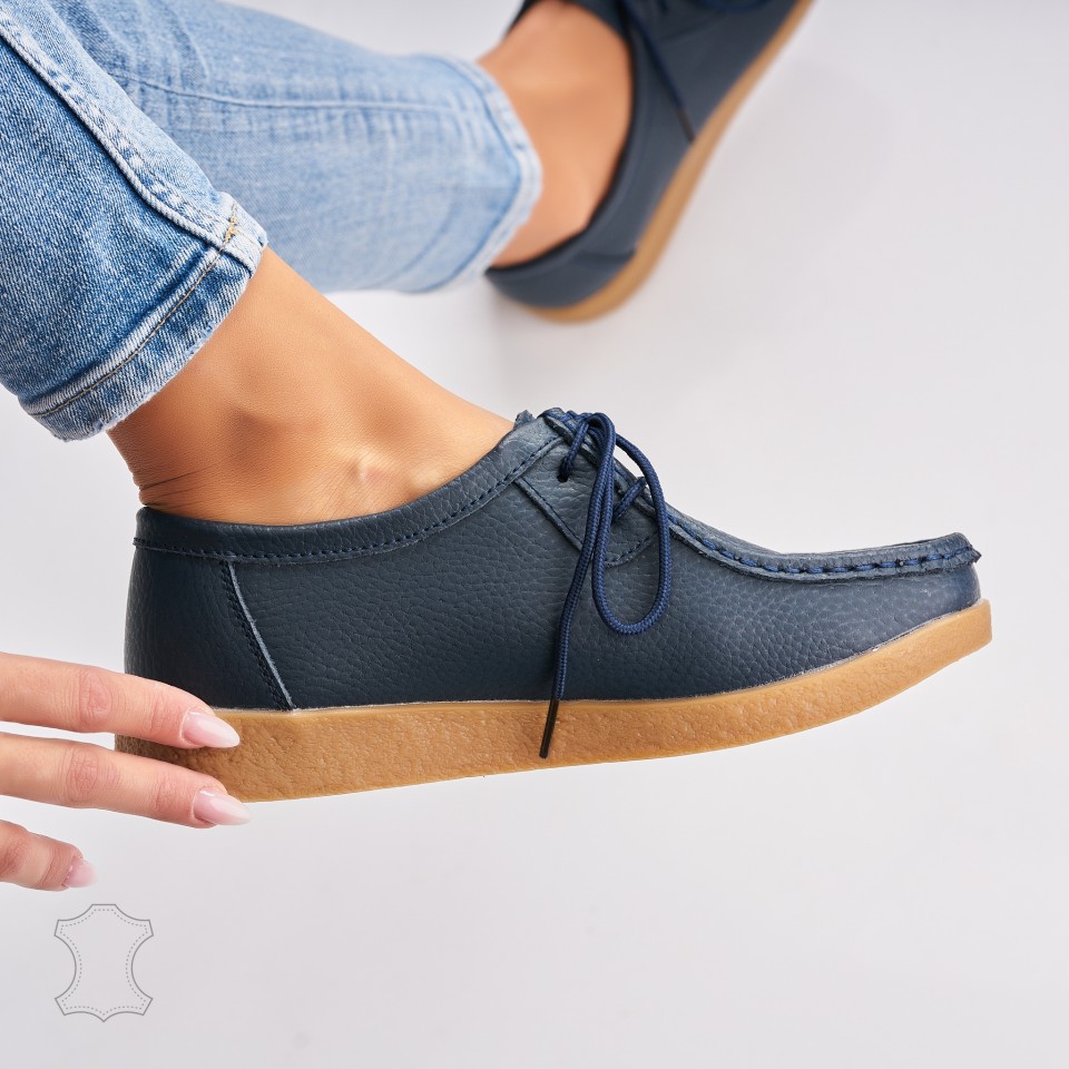 Poze Mocasini dama Piele Naturala Bleumarin Harla