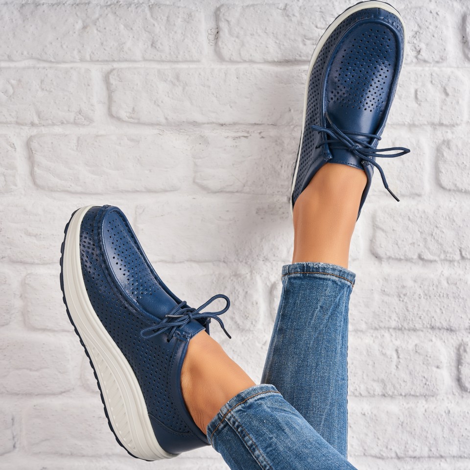 Poze Mocasini dama Piele Naturala Bleumarin Irie