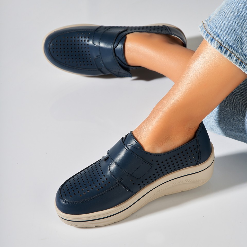 Poze Mocasini dama Piele Naturala Bleumarin Izana