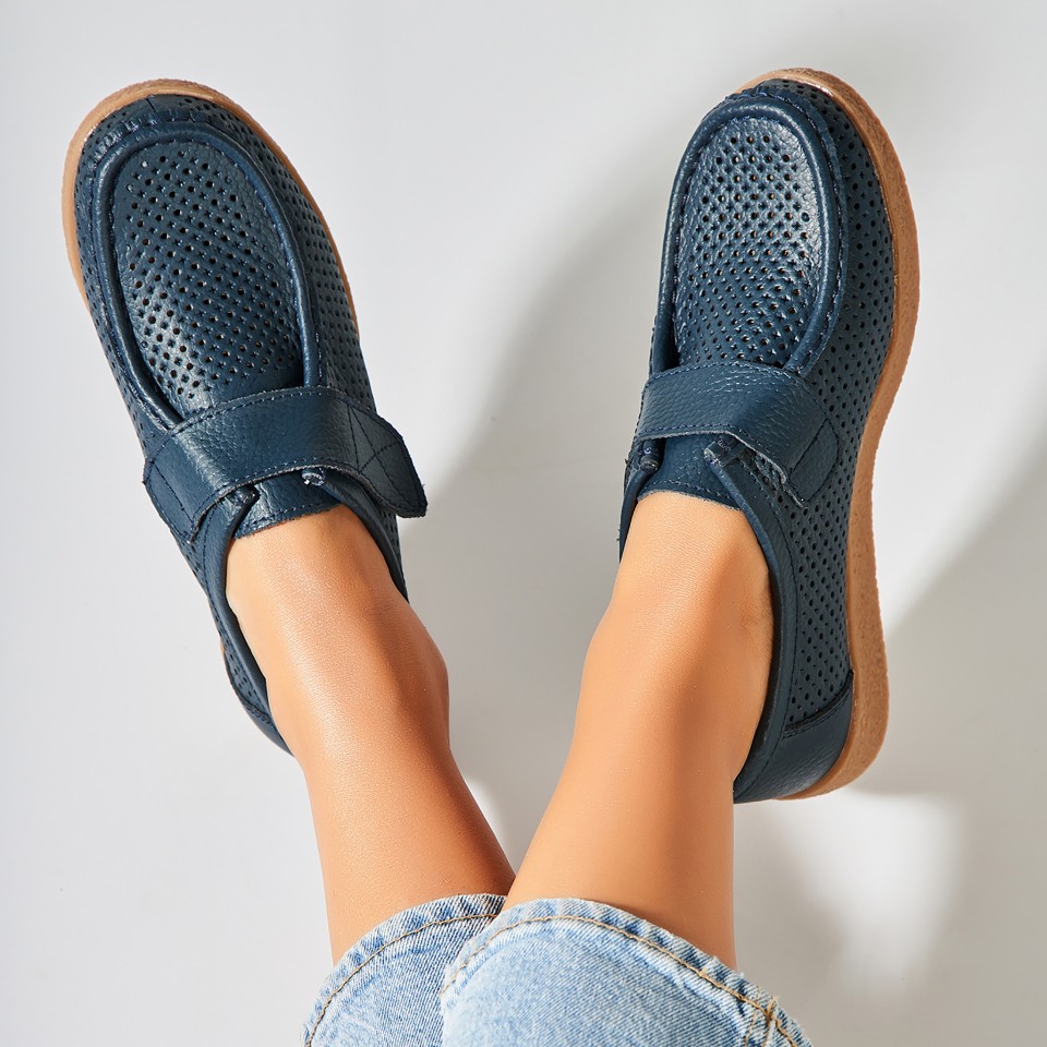 Poze Mocasini dama Piele Naturala Bleumarin Takari