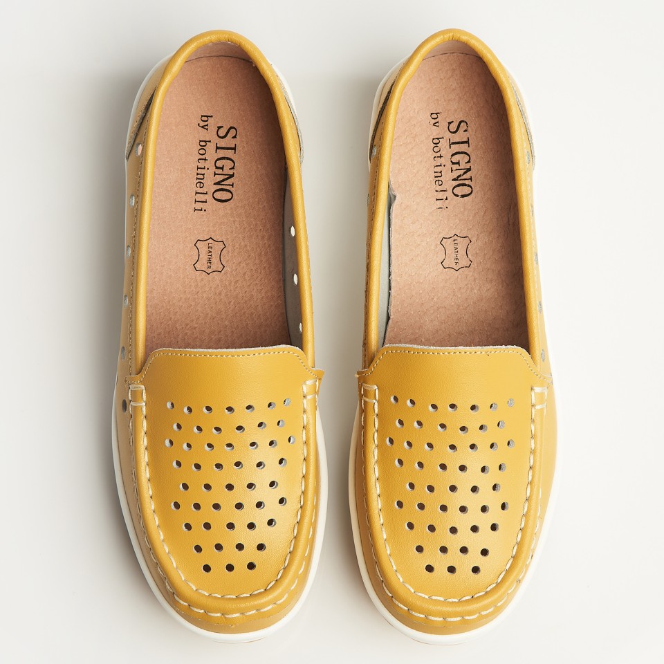 Poze Mocasini dama Piele Naturala Galbeni Anzal