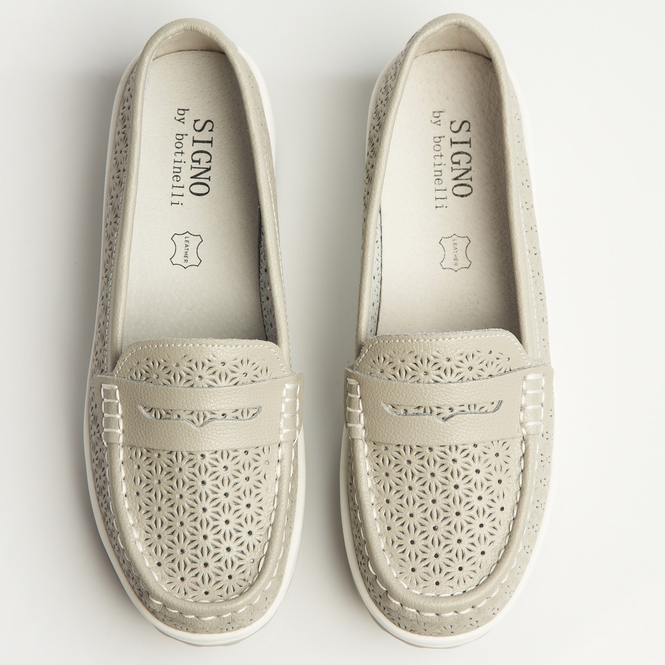 Poze Mocasini dama Piele Naturala Gri Clara