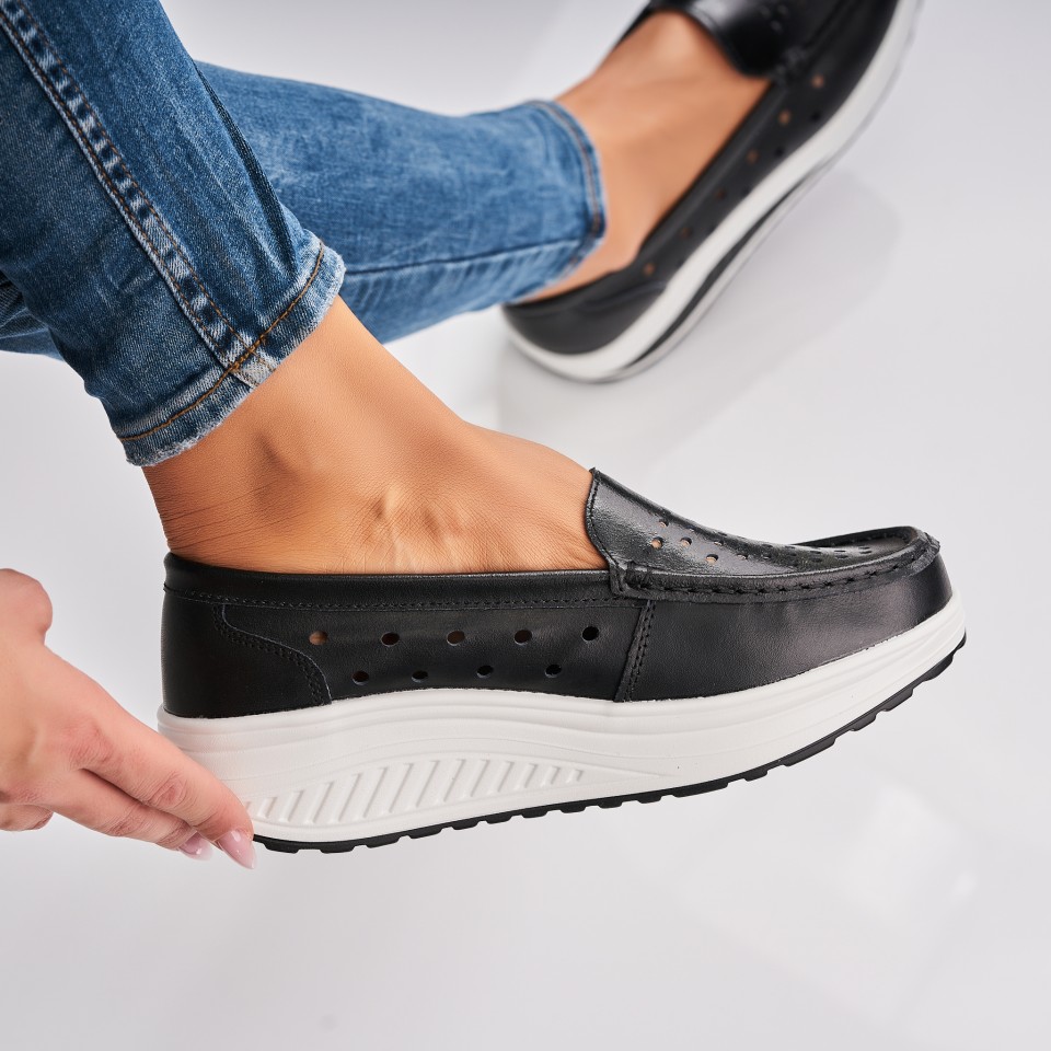 Poze Mocasini dama Piele Naturala Negri Anzal