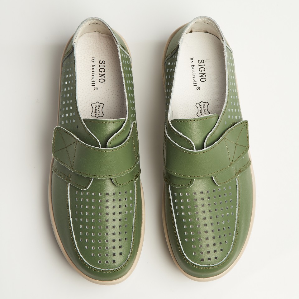 Poze Mocasini dama Piele Naturala Verzi Izana