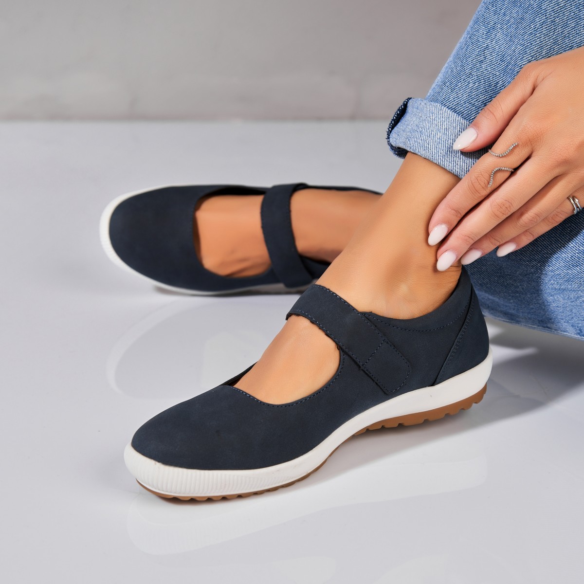 Poze Pantofi dama casual Albastri din Piele Ecologica Alenia