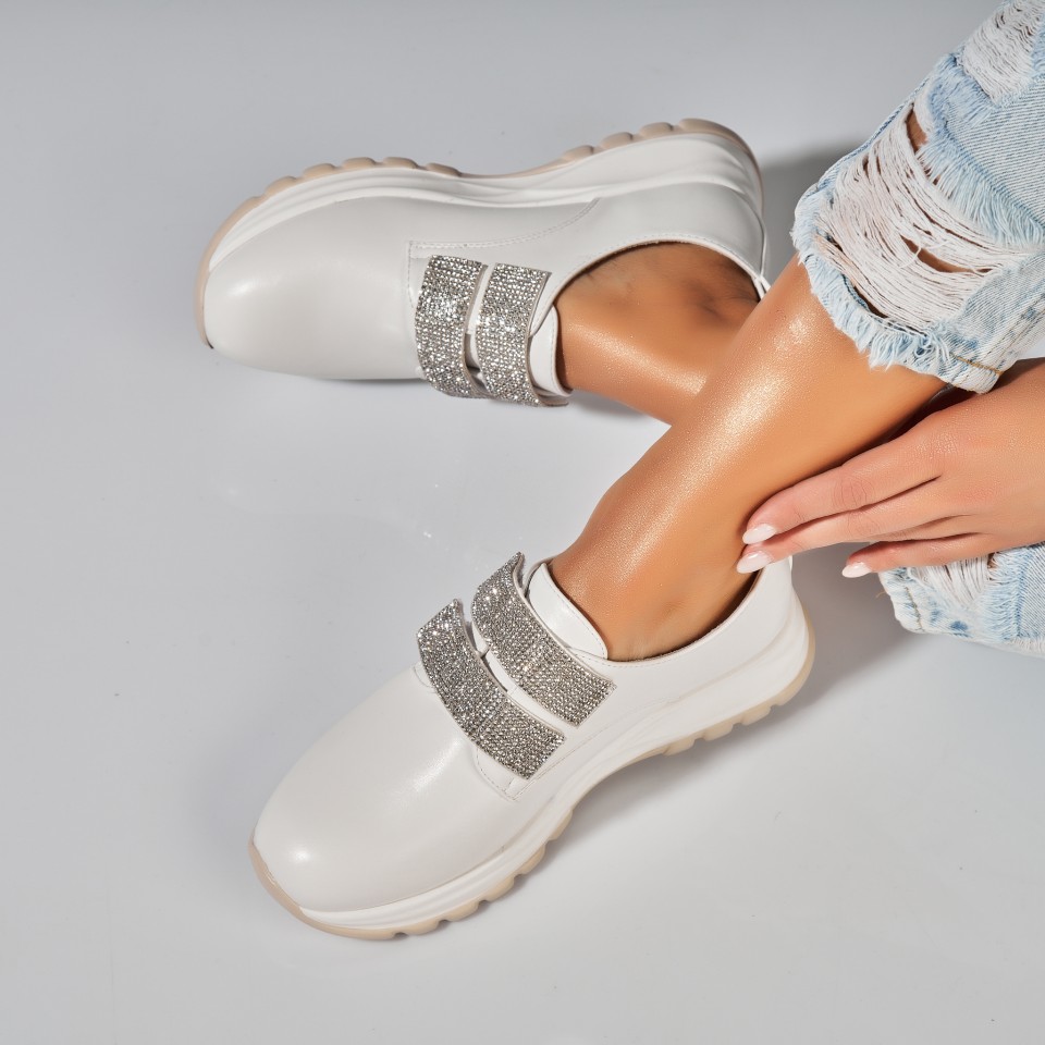 Poze Pantofi dama casual Albi din Piele Ecologica Alaia